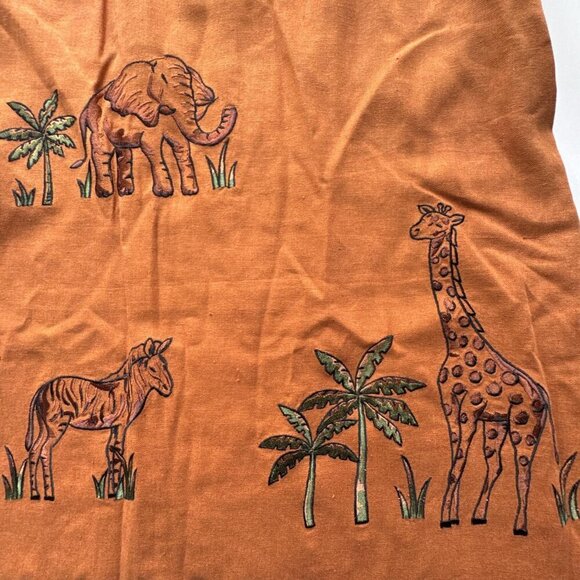 Betsys Things Vintage Embroidered Linen Blend Safari Animal Shift Dress size 8 - Picture 5 of 7